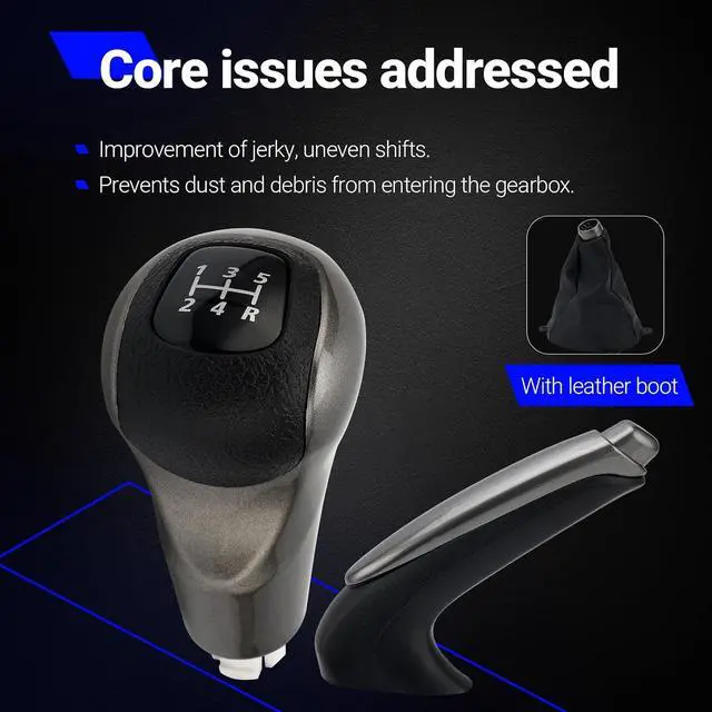 Alt view image 5 of 7 - 54102-SNA-A01 54102-SNA-A02 5 Speed Gear Shift Knob with Leather Boot for 2006-2011 Honda Civic Replace# 54102SNAA01 54102SNAA02 (Pack of 3