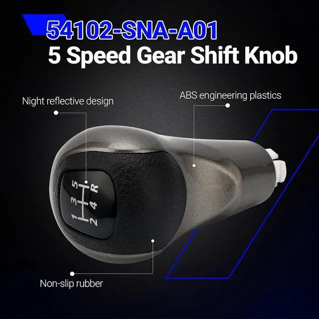 Alt view image 6 of 7 - 54102-SNA-A01 54102-SNA-A02 5 Speed Gear Shift Knob with Leather Boot for 2006-2011 Honda Civic Replace# 54102SNAA01 54102SNAA02 (Pack of 3