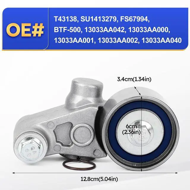 Alt view image 6 of 7 - 13033AA000 Timing Belt Tensioner Assembly with Pulley for Subaru 1998-2013 Forester,2000-2012 Outback,1997-2012 Legacy,2003-2006 Baja,2004-2012 STI,2002-2014 WRX Replaces #13033AA042 T43138 BTF-500