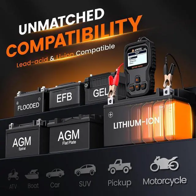 Alt view image 2 of 7 - BT310 12V 24V Car Battery Tester, Lead-Acid & Lithium Battery Load Tester for 100-2000 CCA, Test Automotive Battery Health, Cranking & Charging System for Car Truck Motorcycle RV ATV Boat & More