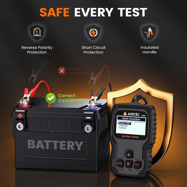 Alt view image 6 of 7 - BT310 12V 24V Car Battery Tester, Lead-Acid & Lithium Battery Load Tester for 100-2000 CCA, Test Automotive Battery Health, Cranking & Charging System for Car Truck Motorcycle RV ATV Boat & More
