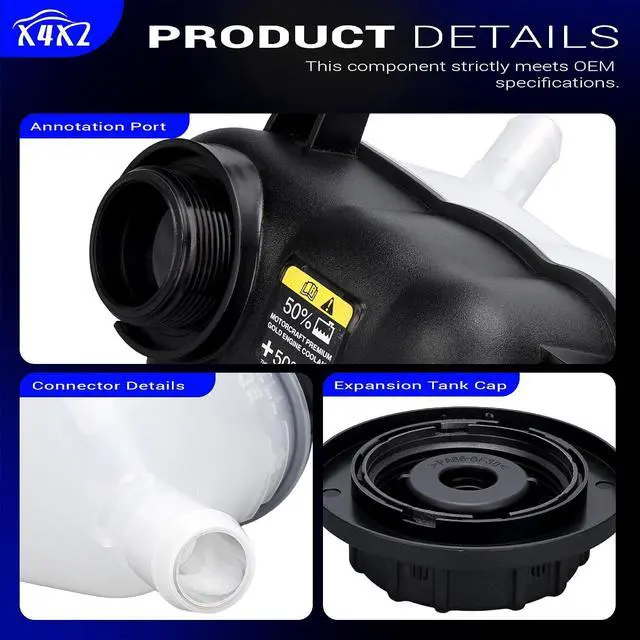 Alt view image 7 of 7 - 603-364 Coolant Overflow Reservoir Tank with Cap For 2008-2018 Ford Explorer/Police Interceptor Sedan/Utility/Taurus 09-16 Lincoln MKS V6.3.7L 08-09 Mercury Sable V6.3.5L Replaces# AG1Z8A080A