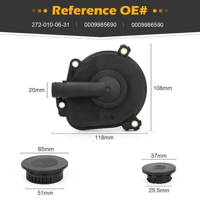 Alt view image 7 of 7 - 2720100631 PCV Vent Valve Crankcase breather Oil Separator Cover & Camshaft Expansion Plug Kit for Mercedes C230 C300 E350 C350 SLK300 ML350 ML450 GL450 GLK350 Replace# 0009985690 0009986590