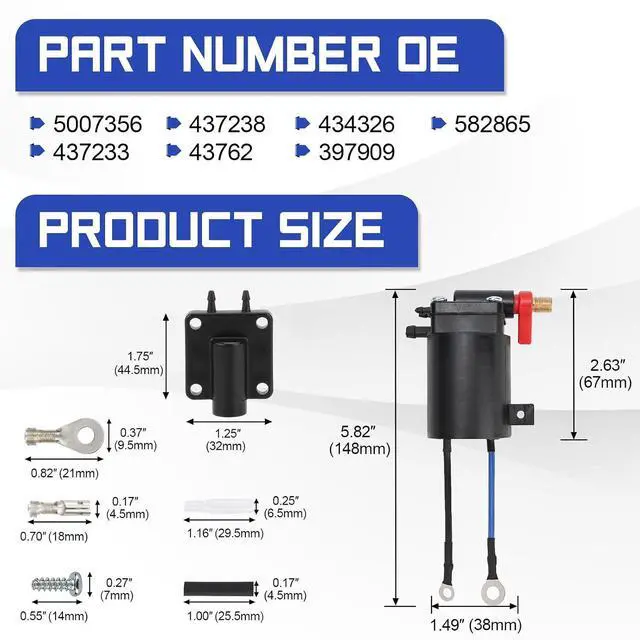 Alt view image 7 of 7 - 5007356 Fuel Primer Choke Solenoid for OMC Johnson Evinrude Replace# 5007356 5828665 397909