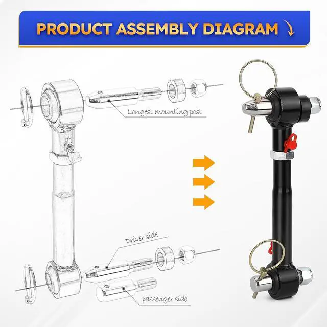 Alt view image 5 of 7 - Front Swaybar Quicker Disconnect System with 2.5" - 6" Lift For 2007-2018 Jeep Wrangler JK JKU Replace 2034 Adjustable Quicker Disconnect Sway Bar links