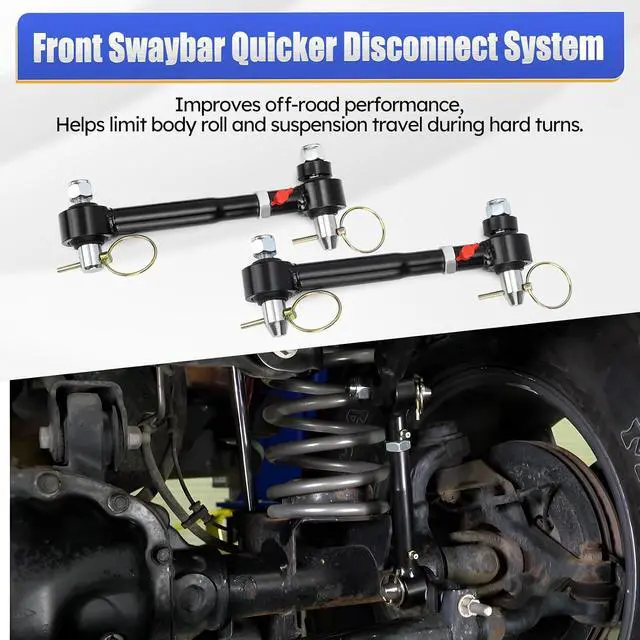 Alt view image 3 of 7 - Front Swaybar Quicker Disconnect System with 2.5" - 6" Lift For 2007-2018 Jeep Wrangler JK JKU Replace 2034 Adjustable Quicker Disconnect Sway Bar links