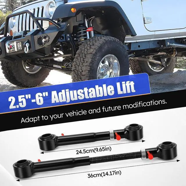 Alt view image 4 of 7 - Front Swaybar Quicker Disconnect System with 2.5" - 6" Lift For 2007-2018 Jeep Wrangler JK JKU Replace 2034 Adjustable Quicker Disconnect Sway Bar links