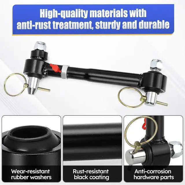 Alt view image 6 of 7 - Front Swaybar Quicker Disconnect System with 2.5" - 6" Lift For 2007-2018 Jeep Wrangler JK JKU Replace 2034 Adjustable Quicker Disconnect Sway Bar links
