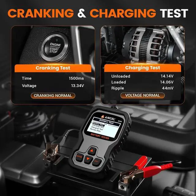 Alt view image 4 of 7 - BT310 12V 24V Car Battery Tester - 100-2000 CCA Battery Load Tester+Protective Case Storage Bag