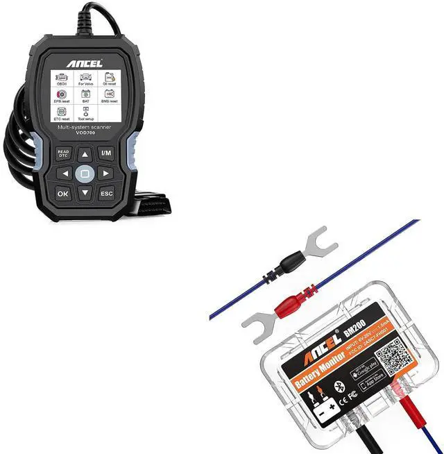 Main image of VOD700 All System OBD2 Scanner, BM200 12V Car Battery Tester, Bluetooth 4.2 Automotive Battery Monitor Auto Battery Load Analyzer for Lithium & Lead-Acid Batteries with Cranking Test