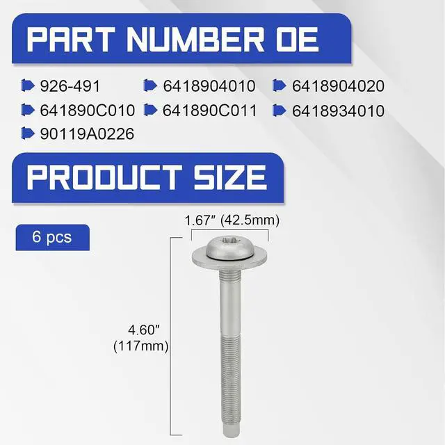 Alt view image 5 of 7 - 926-491 Truck Bed Mounting Hardware Truck Bed Bolts Compatible with 2005-2023 Tacoma, 2000-2021 Toyota Tundra 6PCS (Replace# 64189-04010, 64189-04020, 64189-0C010, 64189-0C011)