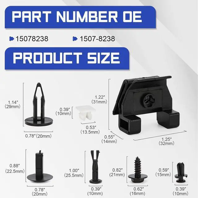 Alt view image 6 of 7 - 15078238 17PCS Front Bumper Clips Fix Clips for Toyota Corolla 2009-2019 Replace# 1507-8238