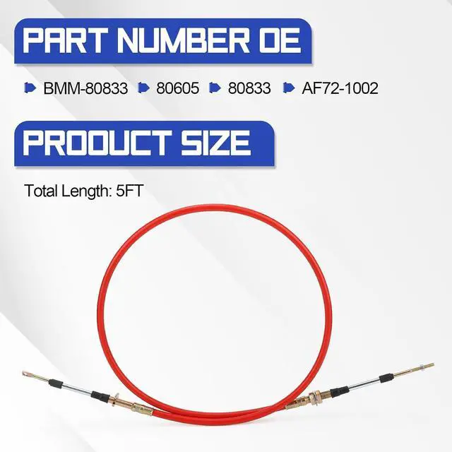 Alt view image 6 of 7 - 80833 5Ft Automatic Transmission Shifter Cable Eyelet End for B&M Transmission Shift Lever Replace# BMM-80833, 80605 80833 AF72-1002