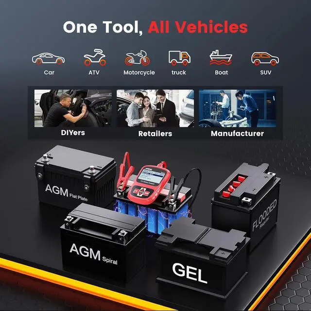 Alt view image 3 of 7 - BST200 Car Battery Tester 12V Battery Load Tester, 100-1100 CCA Automotive Digital Analyzer Tool with Upgraded Reinforced Clamps for Car Truck SUV Motorcycle Boat Marine Vehicles