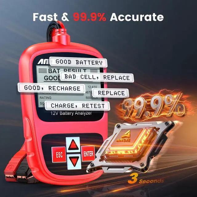 Alt view image 5 of 7 - BST200 Car Battery Tester 12V Battery Load Tester, 100-1100 CCA Automotive Digital Analyzer Tool with Upgraded Reinforced Clamps for Car Truck SUV Motorcycle Boat Marine Vehicles