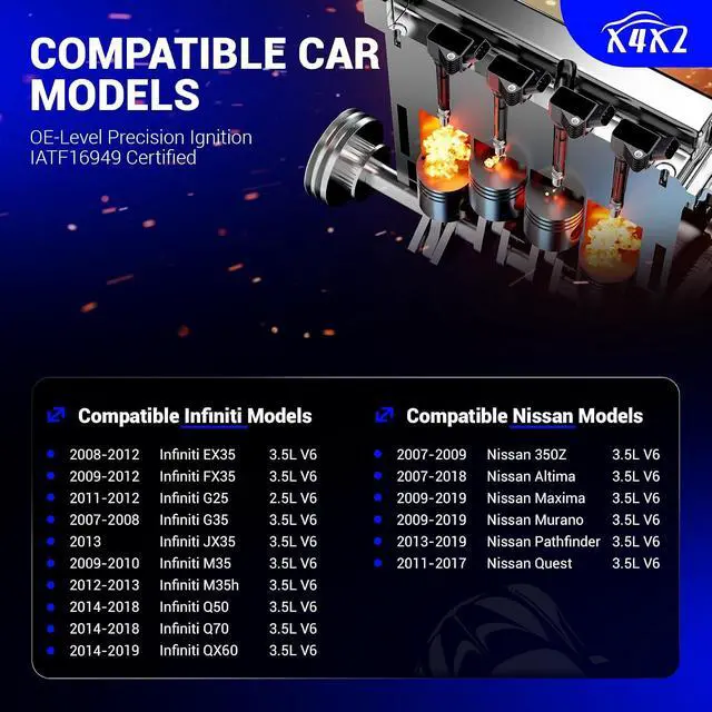 Alt view image 2 of 7 - UF550 Ignition Coil Pack Compatible with Nissan Altima Maxima Murano Pathfinder Quest 350Z/Infiniti EX35 FX35 G25 G35 JX35 M35 M35h Q50 Q70 QX60 3.5L V6 Replaces#C1670 22448-JA10C 5C1727 (set of 6)