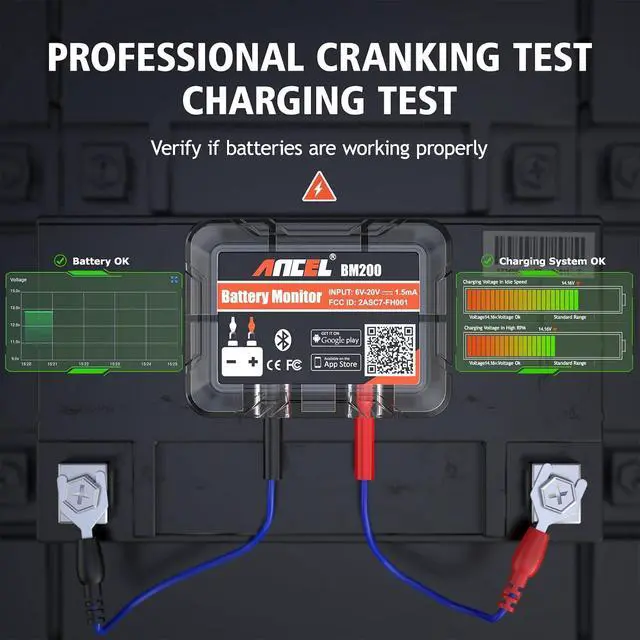 Alt view image 7 of 7 - AD310 Classic Enhanced Universal OBD II Scanner Car Engine Fault Code Reader CAN Diagnostic Scan, BM200 12V Car Battery Tester,Bluetooth 4.2 Automotive Battery Monitor Auto Battery Load Analyzer