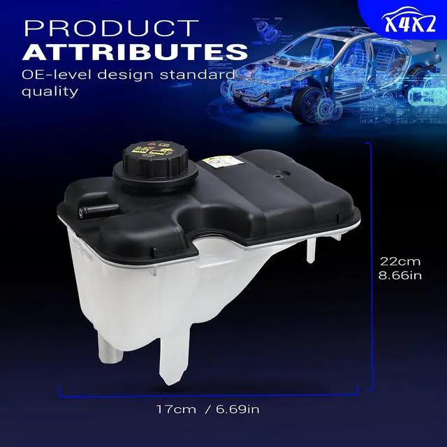Alt view image 7 of 7 - 603-050 Coolant Overflow Reservoir Tank with Cap For 1998-2011 Ford Crown Victoria/Lincoln Town Car/1998-2011 Mercury Grand Marquis/2003-2004 Mercury Marauder V8 4.6L Replaces# 1W7Z8A080AA 3W1Z8A080AA
