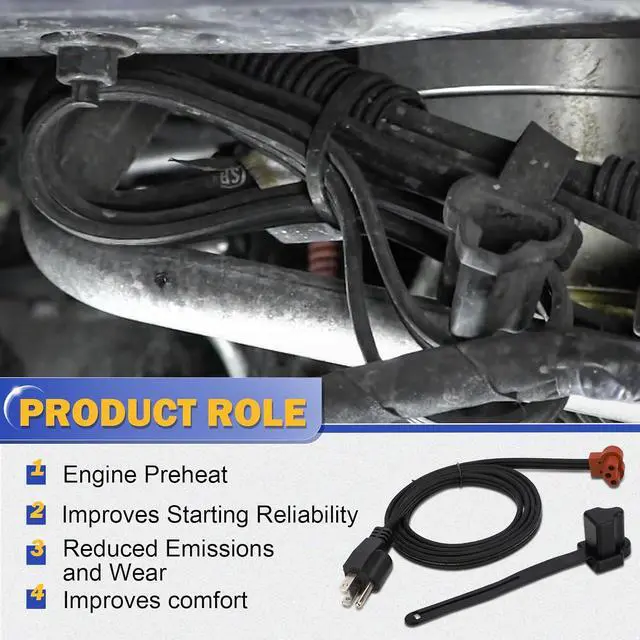 Alt view image 4 of 6 - 3600006 Engine Block Heater Cord Cable Cordset with Protector for Ford F350 F250 E350 E250/01-18 6.6L Duramax Engine Chevy Silverado GMC Sierra 2500 3500 Replaces# 19301659 23402644