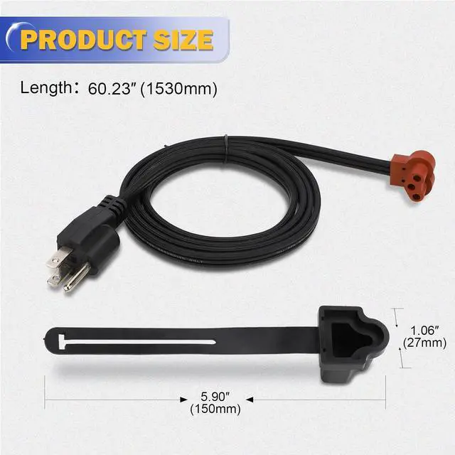 Alt view image 6 of 6 - 3600006 Engine Block Heater Cord Cable Cordset with Protector for Ford F350 F250 E350 E250/01-18 6.6L Duramax Engine Chevy Silverado GMC Sierra 2500 3500 Replaces# 19301659 23402644