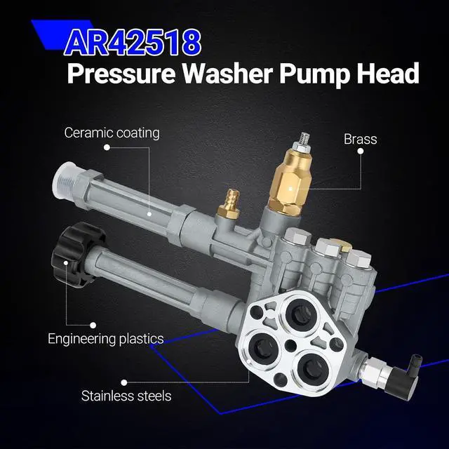 Alt view image 3 of 7 - AR42518 Pressure Washer Pump Head for Troy Bilt RMW SRMW Pumps RMW2G20 RMW2G23B RMW2G24 RMW2G25 RMW2.2G20D RMW2.2G24 SRMW2.2G26 Complete Pump Head Assy Replaces# AR42940 AR42518 AR43061 AR Pump