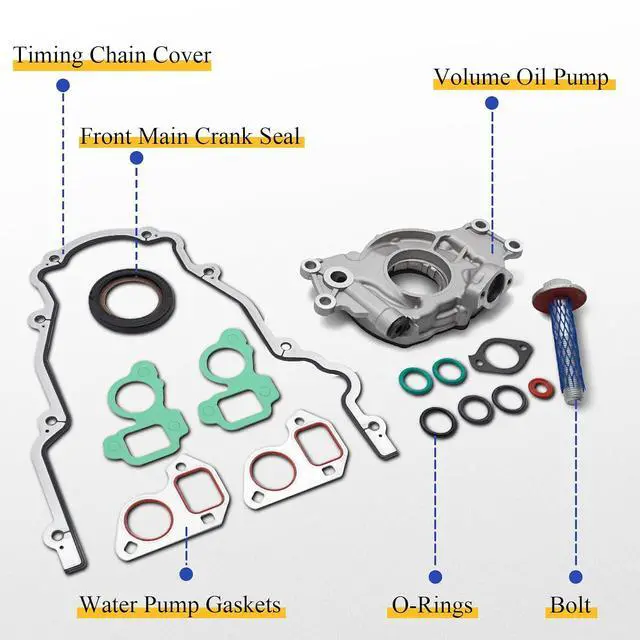 Alt view image 3 of 7 - M295HV High Volume Oil Pump kit with Gaskets TCS45993 and Balancer Bolt 12557840 for Chevy Silverado Suburban 1500 Tahoe Trailblazer GMC Sierra 1500 Yukon XL Cadillac Escalade Rainier