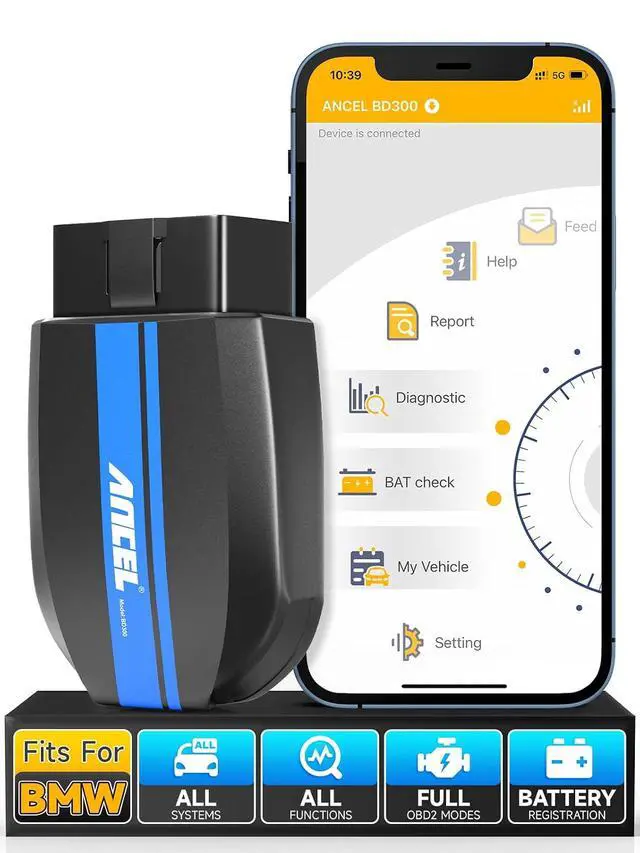 Alt view image 2 of 7 - BD300 with 20pin Female Adapter Bluetooth fits for BMW Full Systems Diagnostic Scan Tool Car Battery Registration Oil Light Service Automotive OBD2 Scanner OBDII Code Reader for All Vehicle