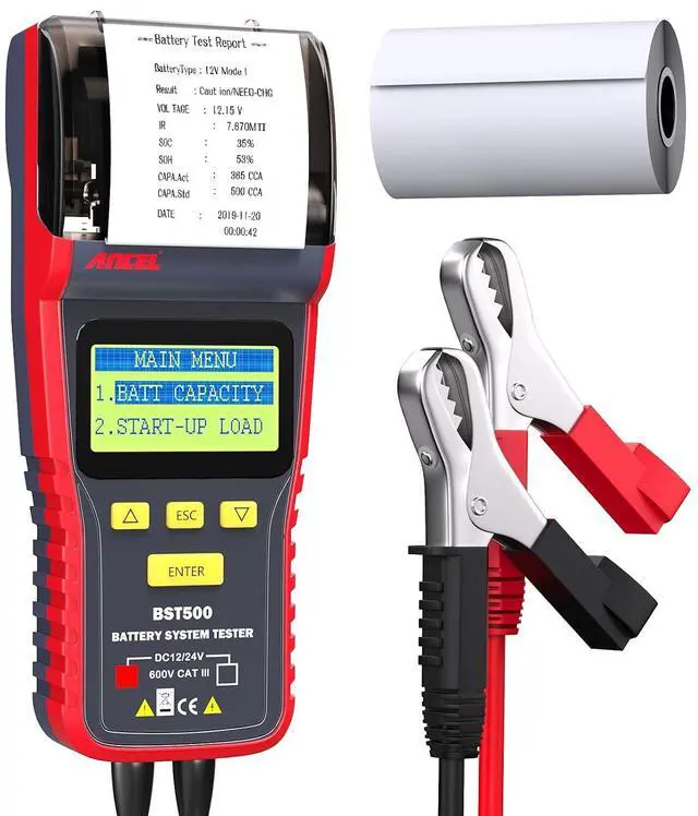 Main image of BST500 Car Battery Tester with Printer, 12v 24v Automotive Battery Load Tester, Cranking Charging System Analyzer, 99.99% Accuracy for Car Motorcycles Truck SUV ATV RV and More