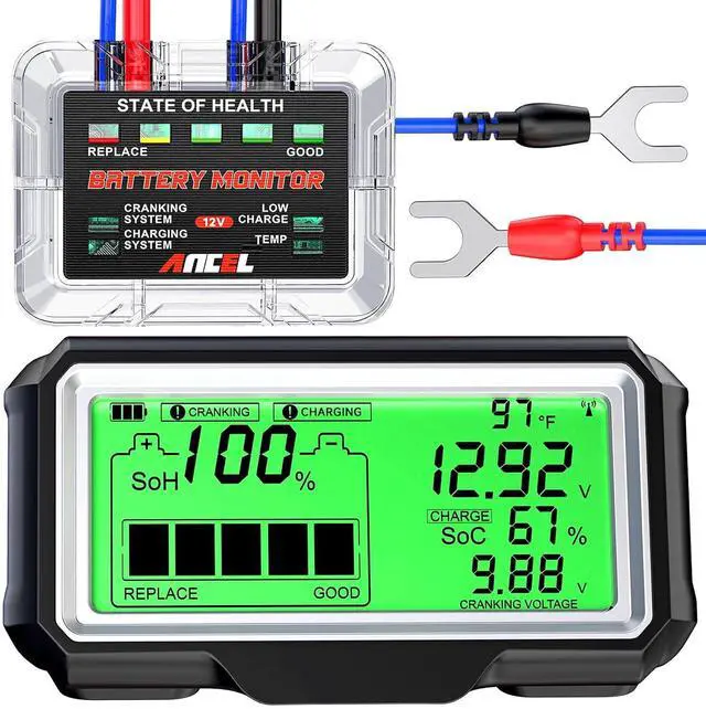 Main image of BM200 PRO 12V Car Battery Monitor, 433MHz Wireless Transmission Battery Tester with Cranking Charging Test, Voltage & Temperature & Alarm Real-Time Monitoring for Car, Motocycle, RV, Truck, Boat