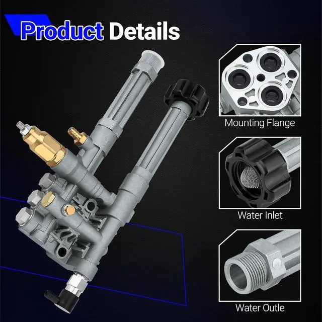 Alt view image 6 of 7 - AR42518 Pressure Washer Pump Head for Troy Bilt RMW SRMW Pumps RMW2G20 RMW2G23B RMW2G24 RMW2G25 RMW2.2G20D RMW2.2G24 SRMW2.2G26 Complete Pump Head Assy Replaces# AR42940 AR42518 AR43061 AR Pump