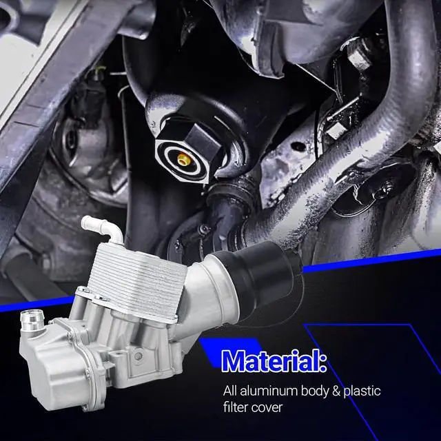 Alt view image 5 of 7 - 06F115397K Upgrade Aluminium Oil Filter Housing with Oil Cooler for VW Jetta GTI Golf Eos Passat Audi A4 A3 TT TTS 2.0L Replace# 06F115397J 06F115397H