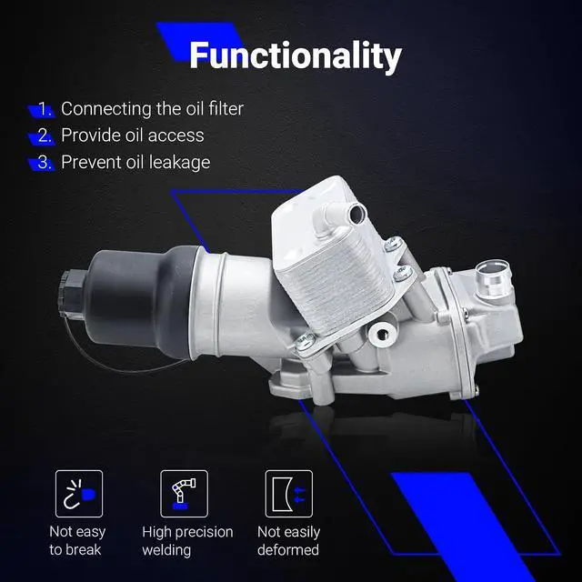 Alt view image 4 of 7 - 06F115397K Upgrade Aluminium Oil Filter Housing with Oil Cooler for VW Jetta GTI Golf Eos Passat Audi A4 A3 TT TTS 2.0L Replace# 06F115397J 06F115397H