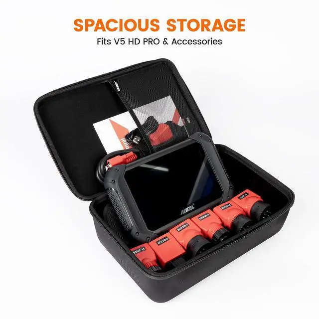 Alt view image 2 of 7 - EVA Hard Protective Case for V5 HD PRO Heavy Truck Scanner, Waterproof Shockproof Storage Bag with Large Capacity, Smooth Zippers and Easy Carry Handle, Travel Ready