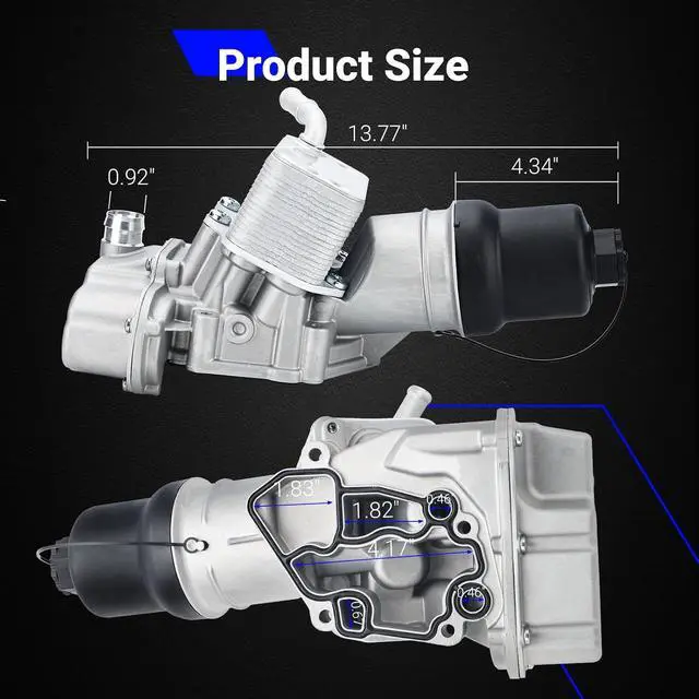 Alt view image 7 of 7 - 06F115397K Upgrade Aluminium Oil Filter Housing with Oil Cooler for VW Jetta GTI Golf Eos Passat Audi A4 A3 TT TTS 2.0L Replace# 06F115397J 06F115397H