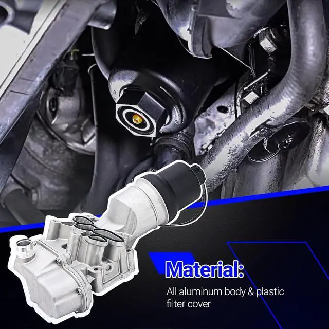 Alt view image 6 of 7 - 06F115397H Upgrade Aluminium Oil Filter Housing for 06-13 VW Jetta GTI Eos Golf Passat Audi A4 A3 TT TTS 2.0L Replace# 06F115397J 06F115397K