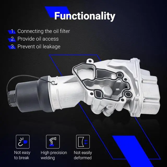 Alt view image 4 of 7 - 06F115397H Upgrade Aluminium Oil Filter Housing for 06-13 VW Jetta GTI Eos Golf Passat Audi A4 A3 TT TTS 2.0L Replace# 06F115397J 06F115397K