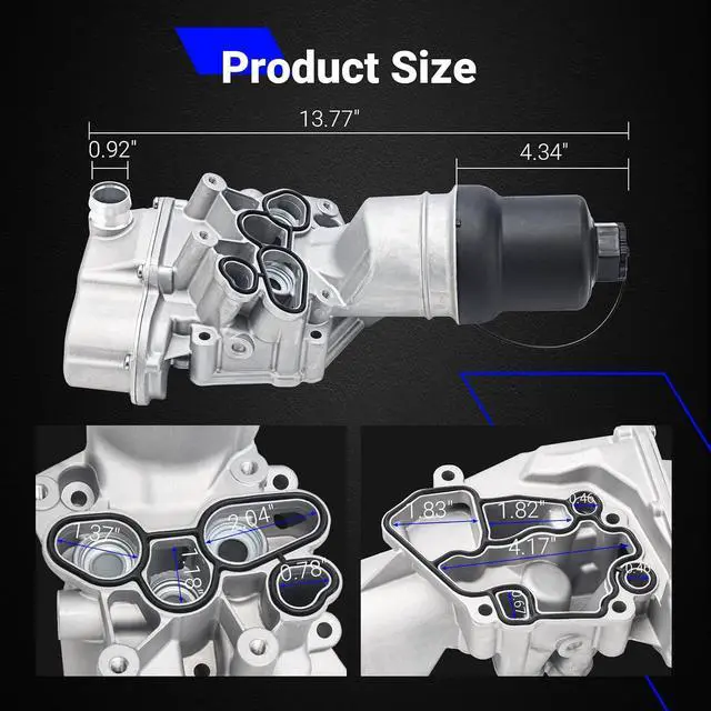 Alt view image 7 of 7 - 06F115397H Upgrade Aluminium Oil Filter Housing for 06-13 VW Jetta GTI Eos Golf Passat Audi A4 A3 TT TTS 2.0L Replace# 06F115397J 06F115397K