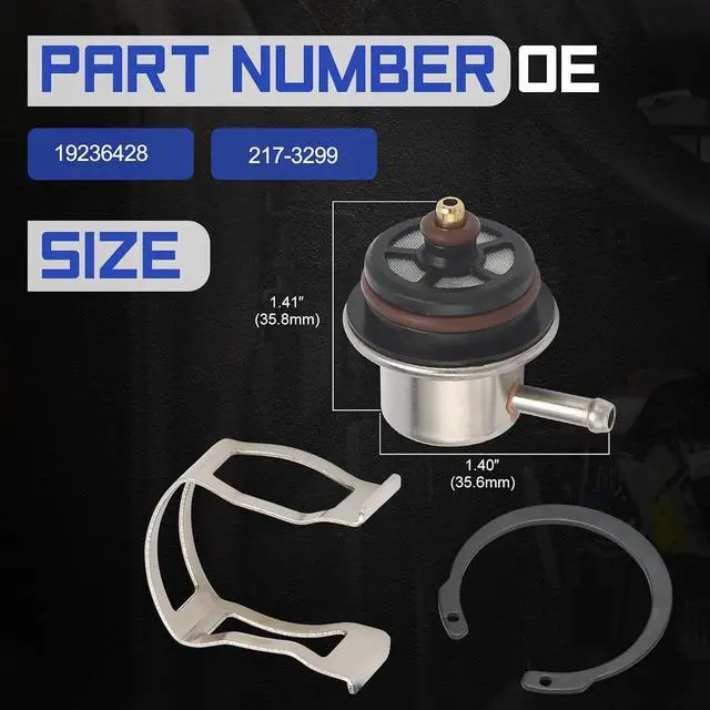 Alt view image 5 of 7 - 19236428 Fuel Pressure Regulator with Clip + Snap Ring 3.8BAR For Chevy Silverado Avalanche Suburban Express Tahoe Impala/GMC Sierra Yukon/Cadillac Escalade/Buick Rainier & More Replace# 217-3299