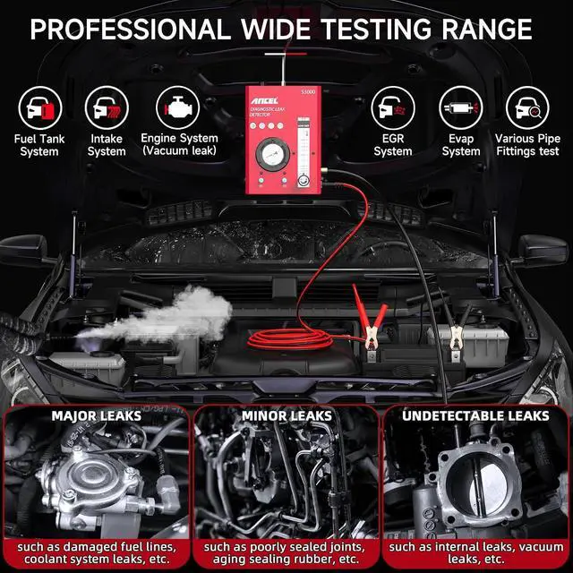 Alt view image 2 of 7 - S3000-US Smoke Machine Automotive Leak Detector with Built-in Air Compressor BT310 12V 24V Car Battery Tester - 100-2000 CCA Battery Load Tester