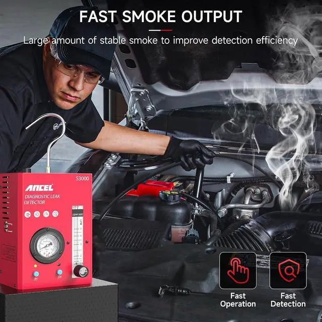 Alt view image 3 of 7 - S3000-US Smoke Machine Automotive Leak Detector with Built-in Air Compressor BT310 12V 24V Car Battery Tester - 100-2000 CCA Battery Load Tester
