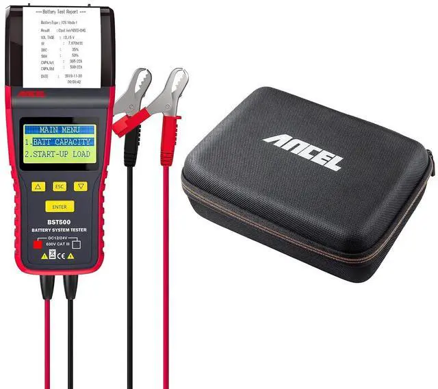 Main image of BST500 with Case 12V 24V Automotive Battery Load Tester with Printer, 100-2000 CCA Car Battery Analyzer Auto Cranking and Charging System Alternator Test Tool for Car