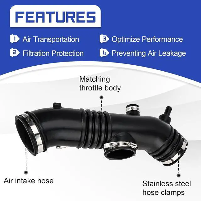 Alt view image 4 of 7 - Automotive Air Intake Hose For Toyota 4Runner 1996-1998, 17881-62091, 696-129, Replacement Part, Intake Hose