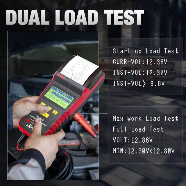 Alt view image 5 of 7 - BST500 with Case 12V 24V Automotive Battery Load Tester with Printer, 100-2000 CCA Car Battery Analyzer Auto Cranking and Charging System Alternator Test Tool for Car