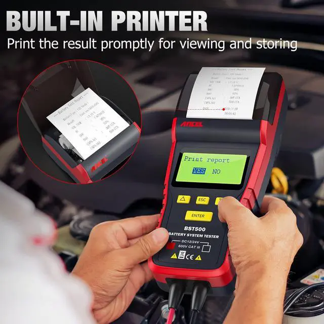 Alt view image 6 of 7 - BST500 with Case 12V 24V Automotive Battery Load Tester with Printer, 100-2000 CCA Car Battery Analyzer Auto Cranking and Charging System Alternator Test Tool for Car