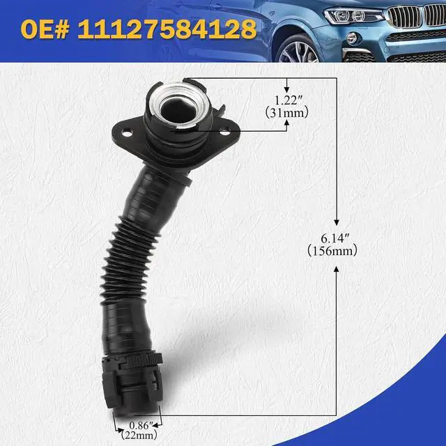 Alt view image 6 of 7 - 11127584128 Crankcase Vent Hose PCV from Valve Cover for BMW 135I 135IS 335I 535I 640I X1 X3 X4 X5 X6 N55 E82 E88 F10 F12 F13