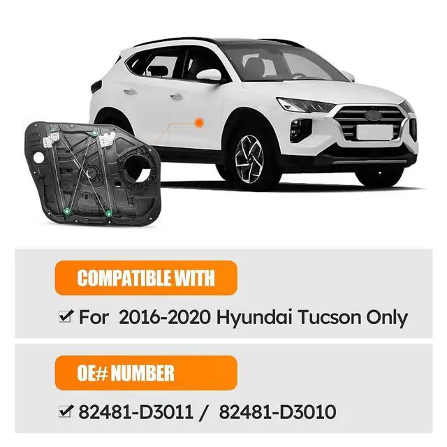 Alt view image 2 of 6 - Replacement Front Right Window Regulator Without Motor RH Passenger Side Compatible with Hyundai Tucson 2016-2020 82481-D3011 82481-D3010