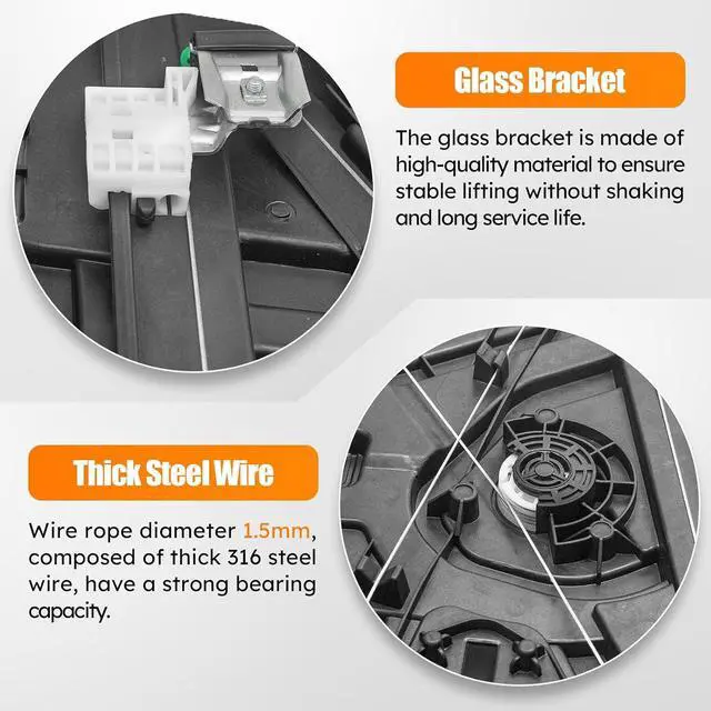 Alt view image 3 of 6 - Replacement Front Right Window Regulator Without Motor RH Passenger Side Compatible with Hyundai Tucson 2016-2020 82481-D3011 82481-D3010