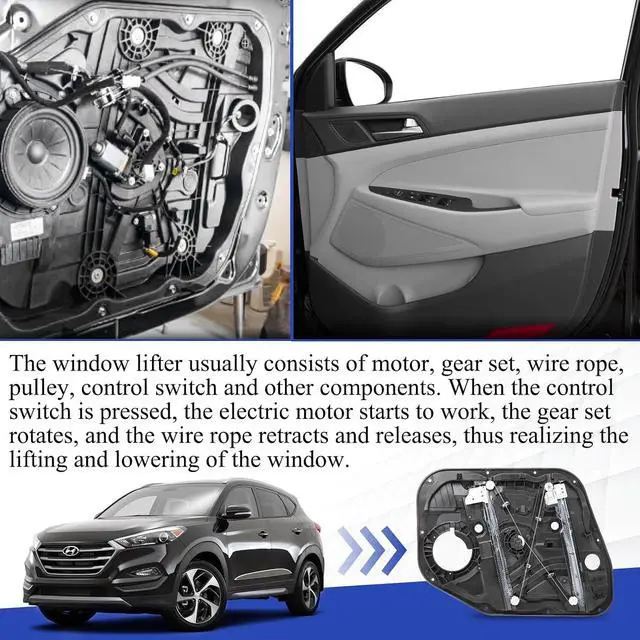 Alt view image 5 of 6 - Replacement Front Right Window Regulator Without Motor RH Passenger Side Compatible with Hyundai Tucson 2016-2020 82481-D3011 82481-D3010