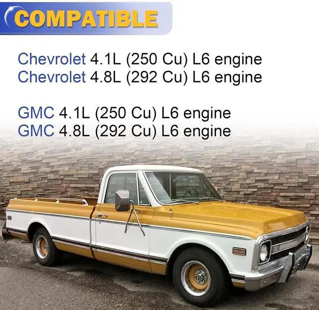 Alt view image 2 of 7 - 7043014 1 Barrel Carburetor for Chevy GMC L6 V6 6CYL 292 Engines 4.1L 250 Cu/4.8L 292 Cu Carb for Chevy C10 C20 C30 Nova P10 (Automatic Choke) Not 2-Barrel (OEM#7043017 7047314)