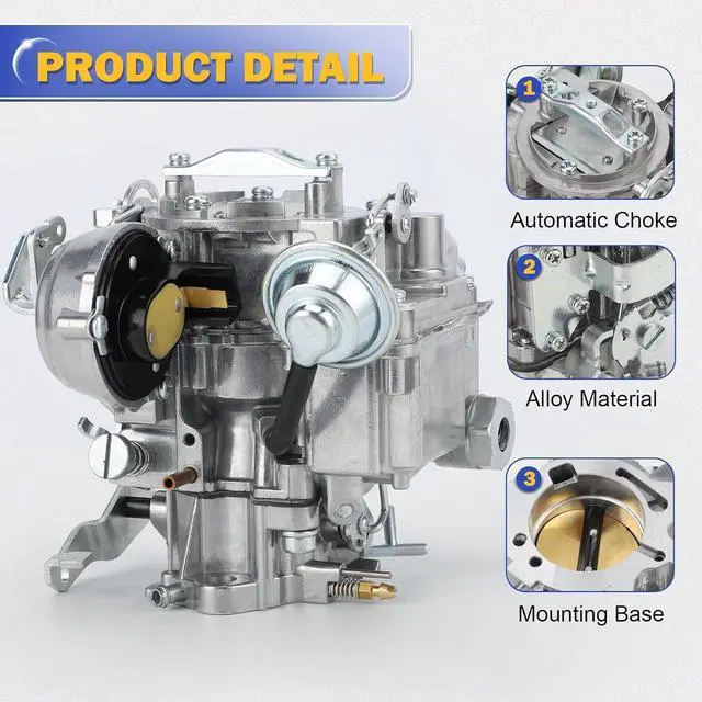 Alt view image 4 of 7 - 7043014 1 Barrel Carburetor for Chevy GMC L6 V6 6CYL 292 Engines 4.1L 250 Cu/4.8L 292 Cu Carb for Chevy C10 C20 C30 Nova P10 (Automatic Choke) Not 2-Barrel (OEM#7043017 7047314)